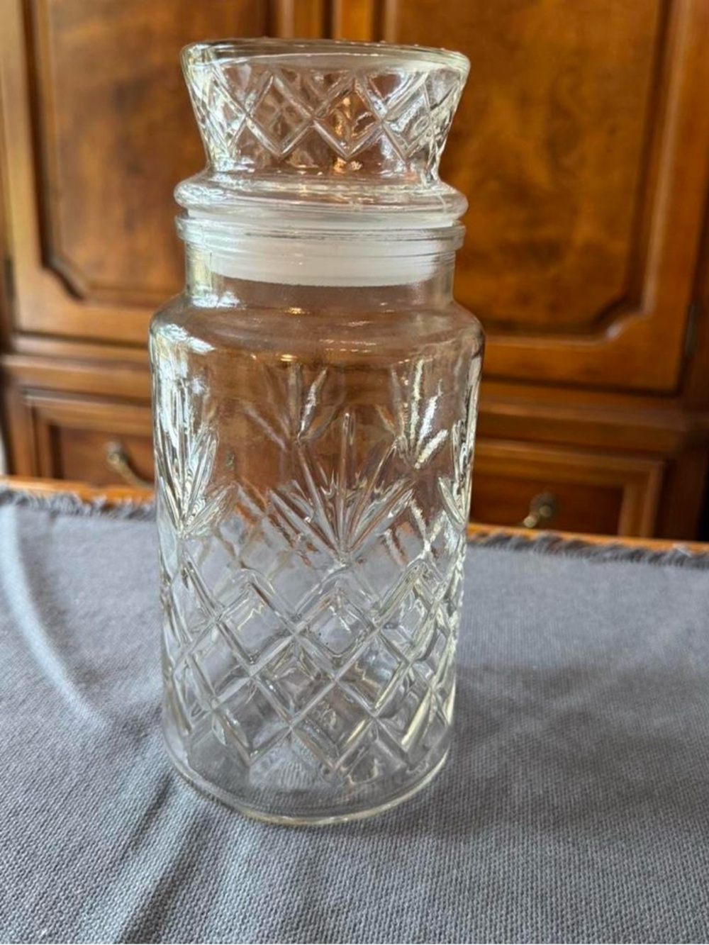 Vintage glass Mr. Peanut planters peanut canister.
